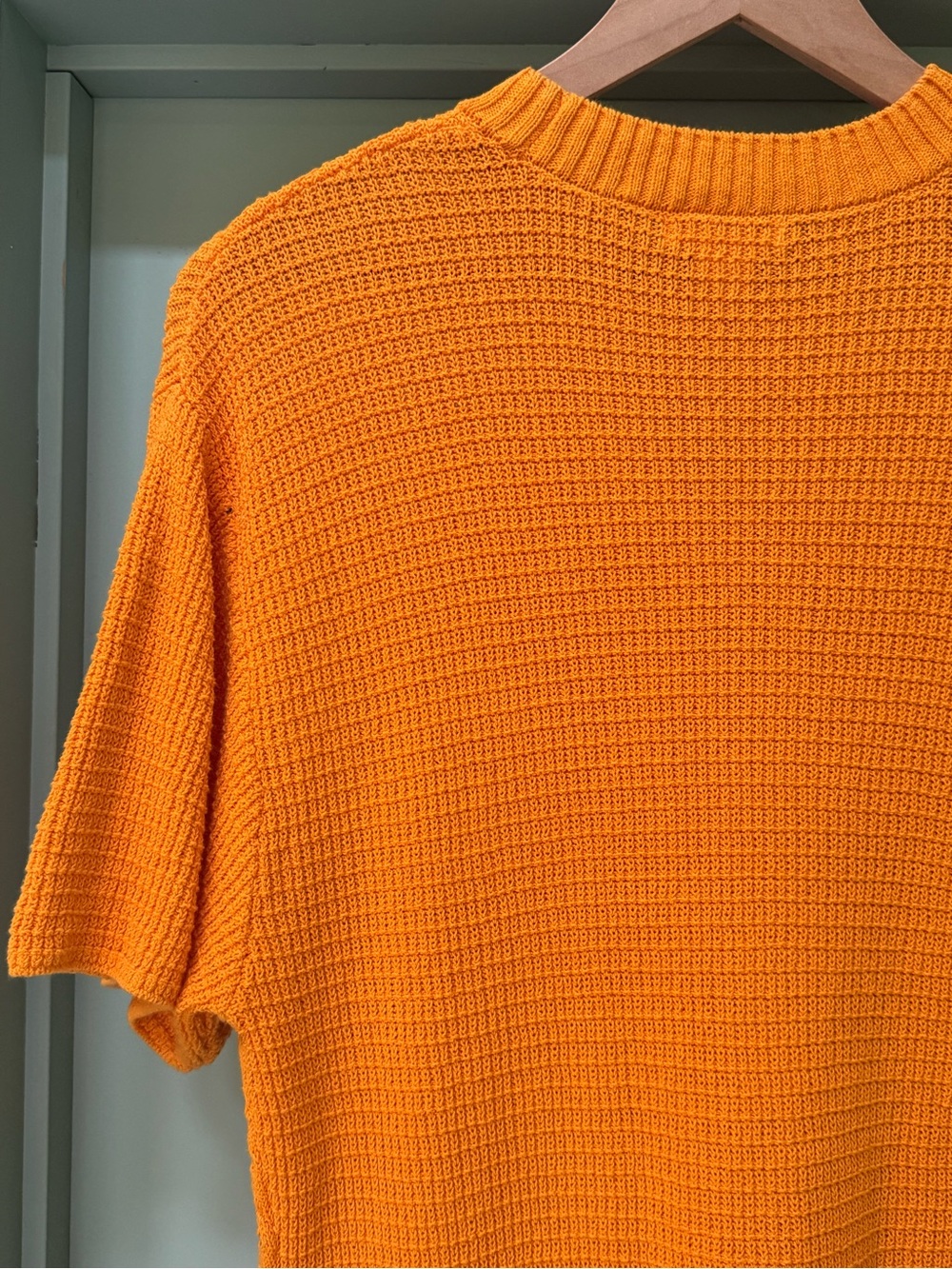 Medium Vibrant Orange Crochet Knit Mini Dress Cotton Mod Summer Beach Festival - Picture 16 of 16